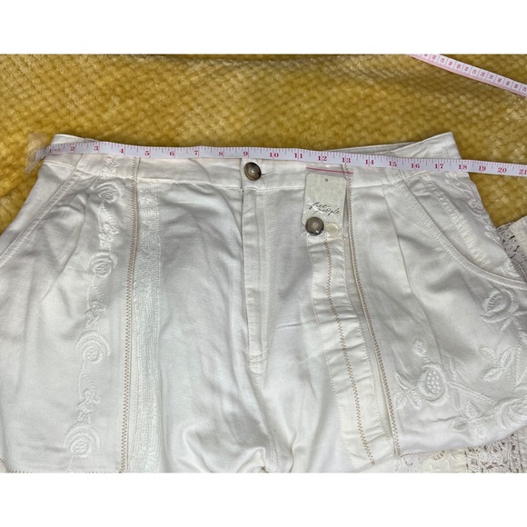 Free People Crochet Lace Pants Wide Leg Ivory Boho Size 12, NWT - Picture 7 of 7